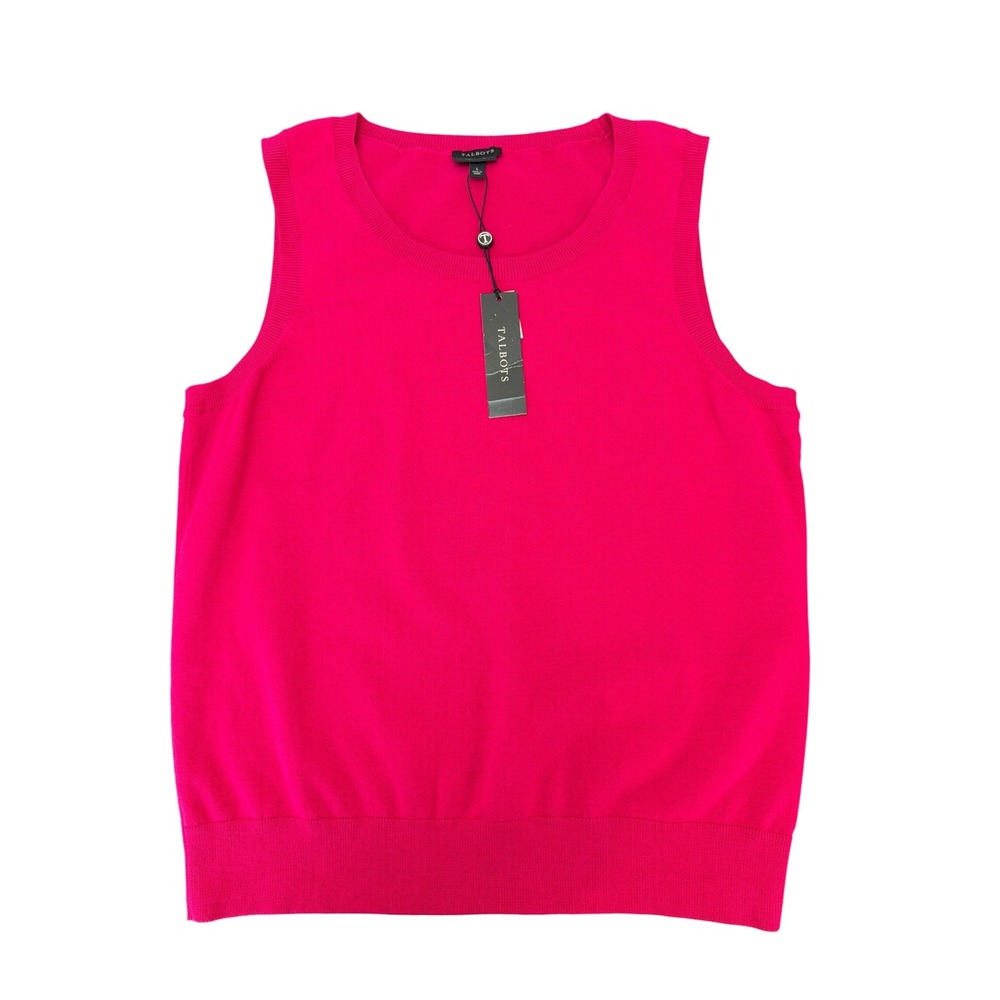Talbots Pink Pima Cotton Blend Sleeveless Knit Shell Tank Top L Soft New Classic